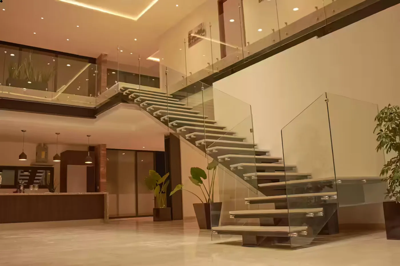Premium hardwood floating stairs in a New York City home